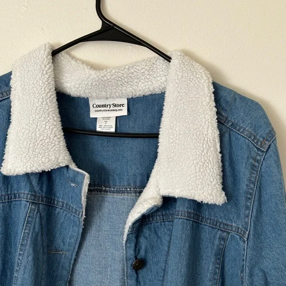 Vintage Denim Jacket with Sherpa Collar - Picture 2 of 3